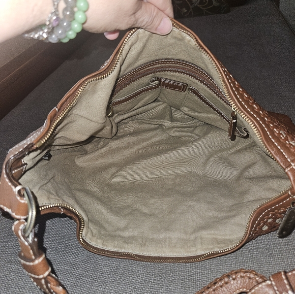 Vintage Cole Haan Brown Woven Leather Hobo Shoulder Bag Braided Strap - Picture 6 of 7